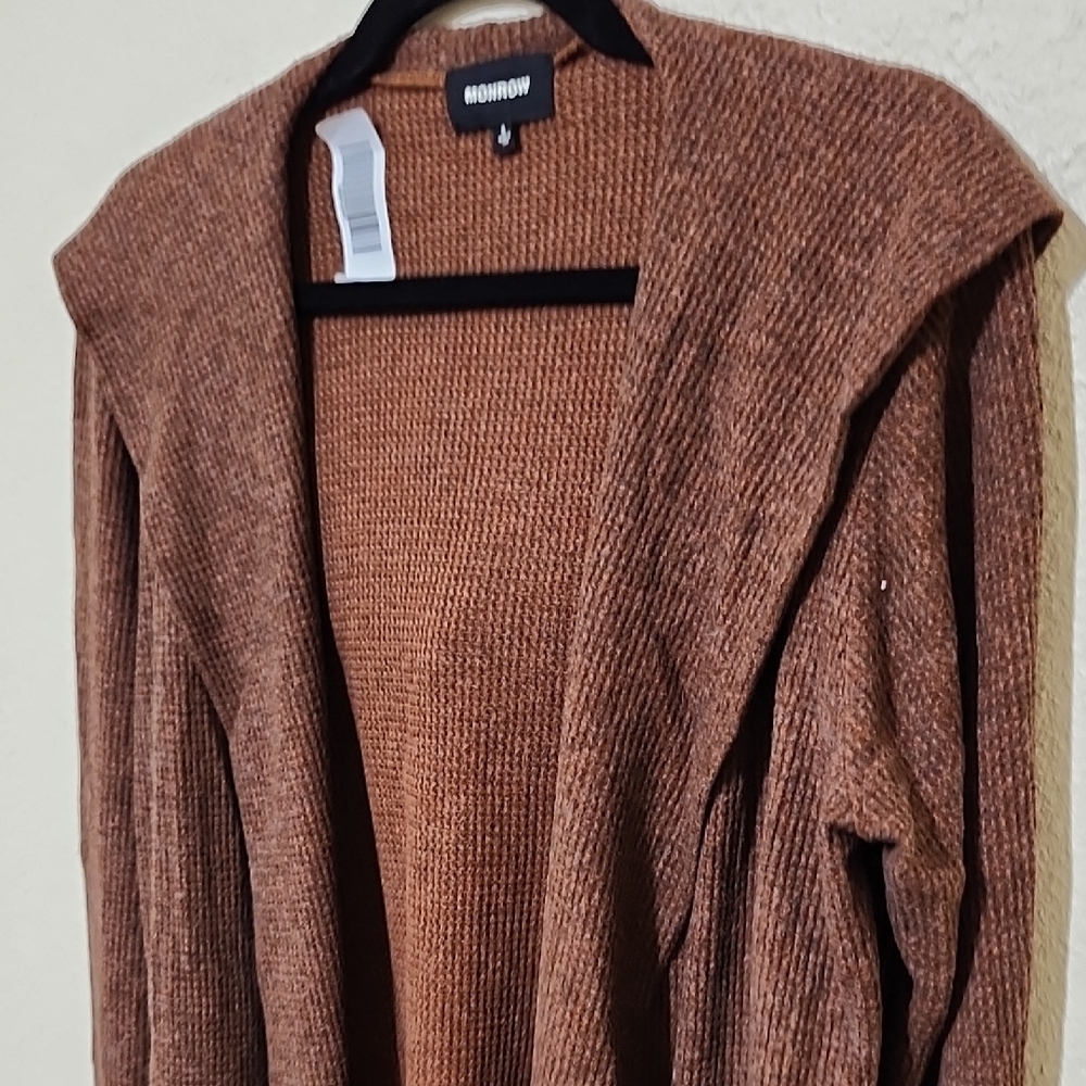 Monrow Brown Cardigan Sweater with Ruffled Detailing - Picture 6 of 12
